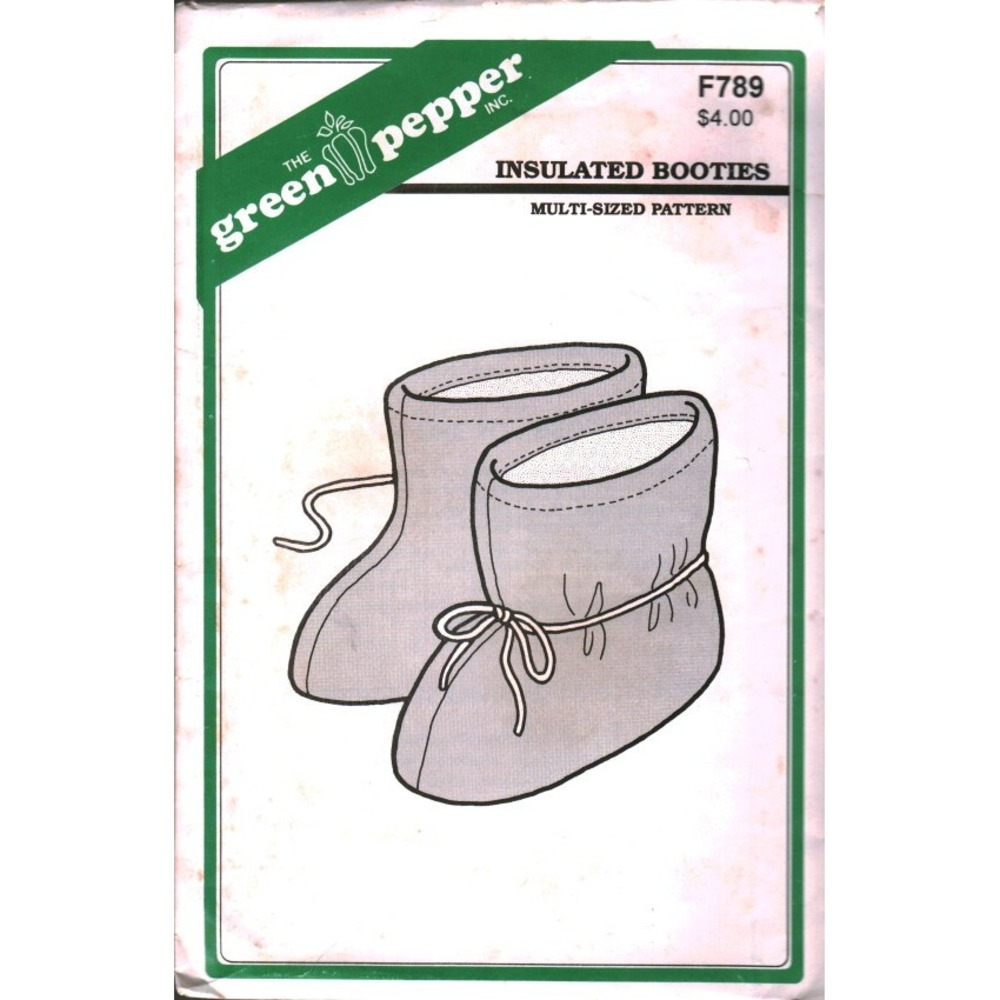 Green Pepper F789 Insulated Booties Sewing Pattern Multi-Size S-XL Vintage 1997